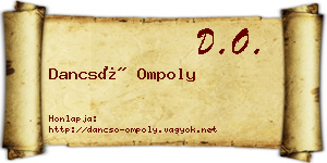 Dancsó Ompoly névjegykártya